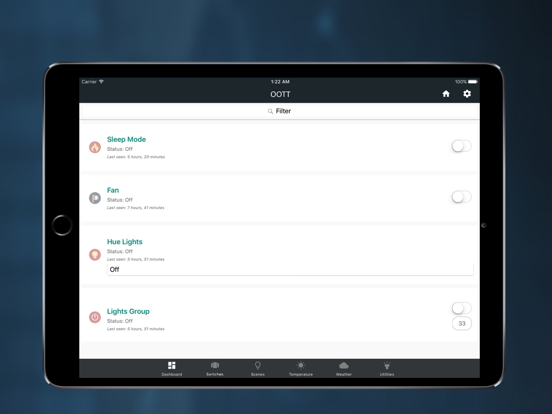 OOTT Home Automation iPad app afbeelding 1
