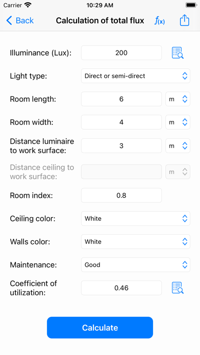 Lighting Calculations Screenshot