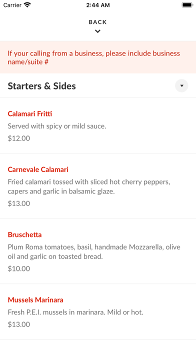 Avellino's Pizza & Grille Screenshot