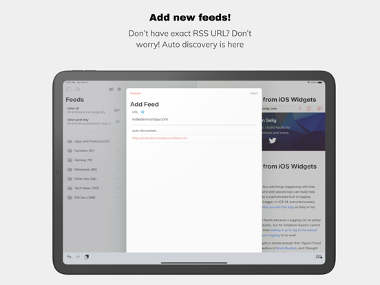 An Otter RSS Reader iPad app afbeelding 2