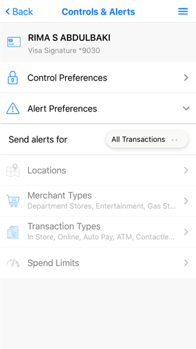 IBC Card Controls Screenshot