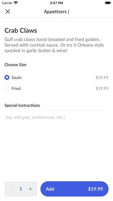 Blue Crab Grill Screenshot