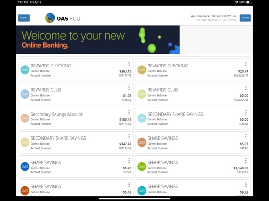 OAS FCU Mobile iPad screenshot 6 - Finance app