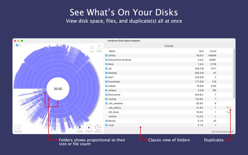 Screenshot #1 pour Sunburst Disk Space Mapper