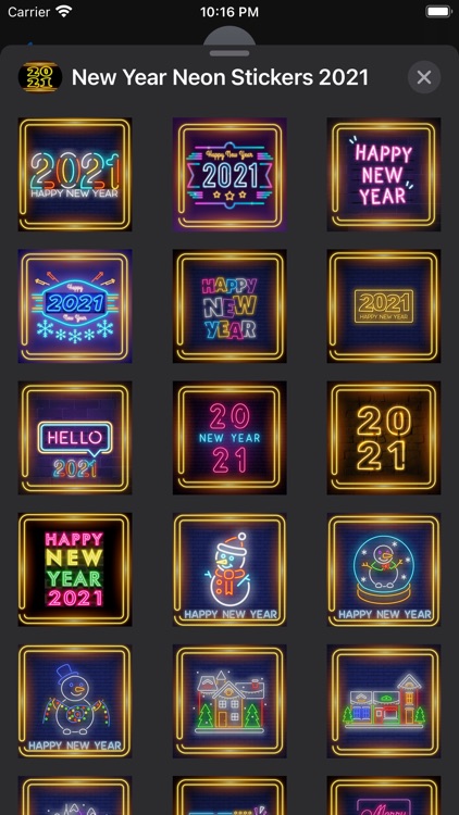 New Year Neon Stickers 2021
