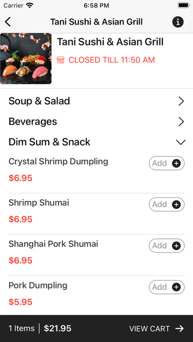 Tani Sushi & Asian Grill Screenshot