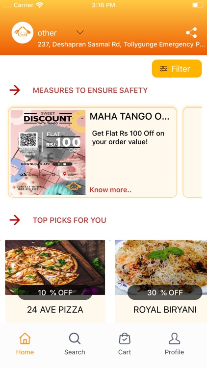 Tango-Online Food Delivery App