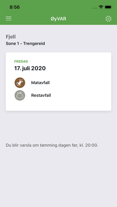 ØyVAR tømmekalender Screenshot
