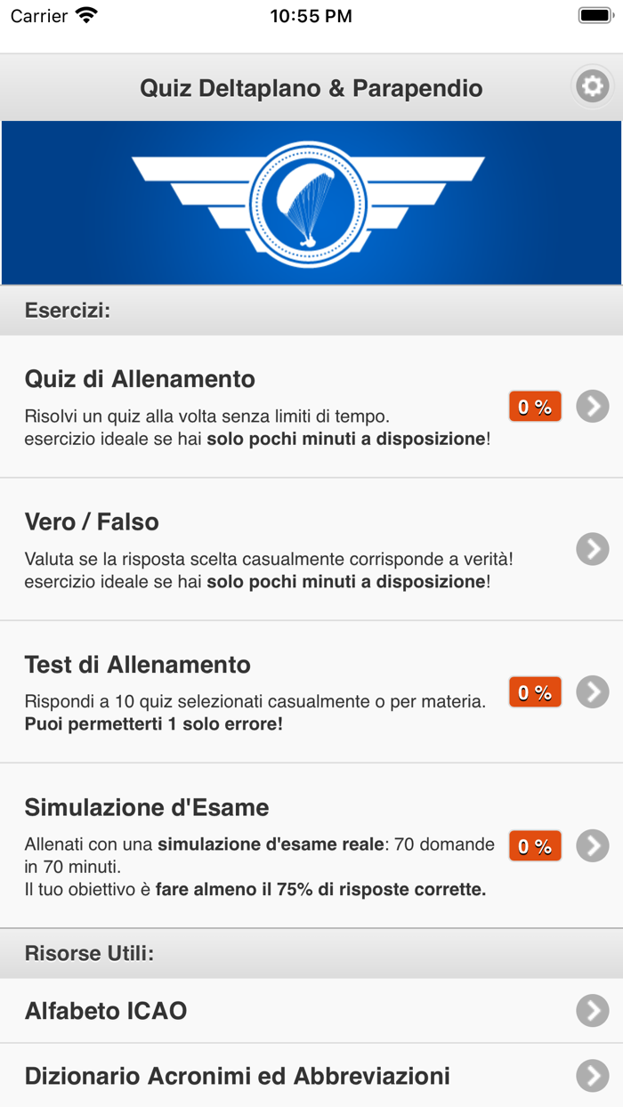 Quiz Deltaplano and Parapendio