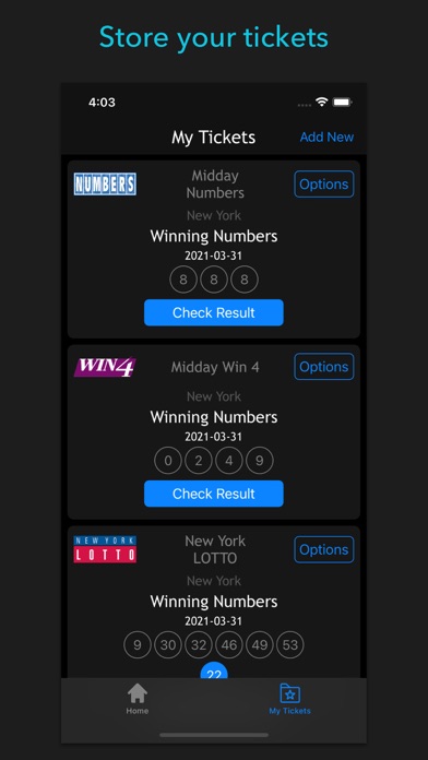 New York Lottery Scan & Result Screenshot