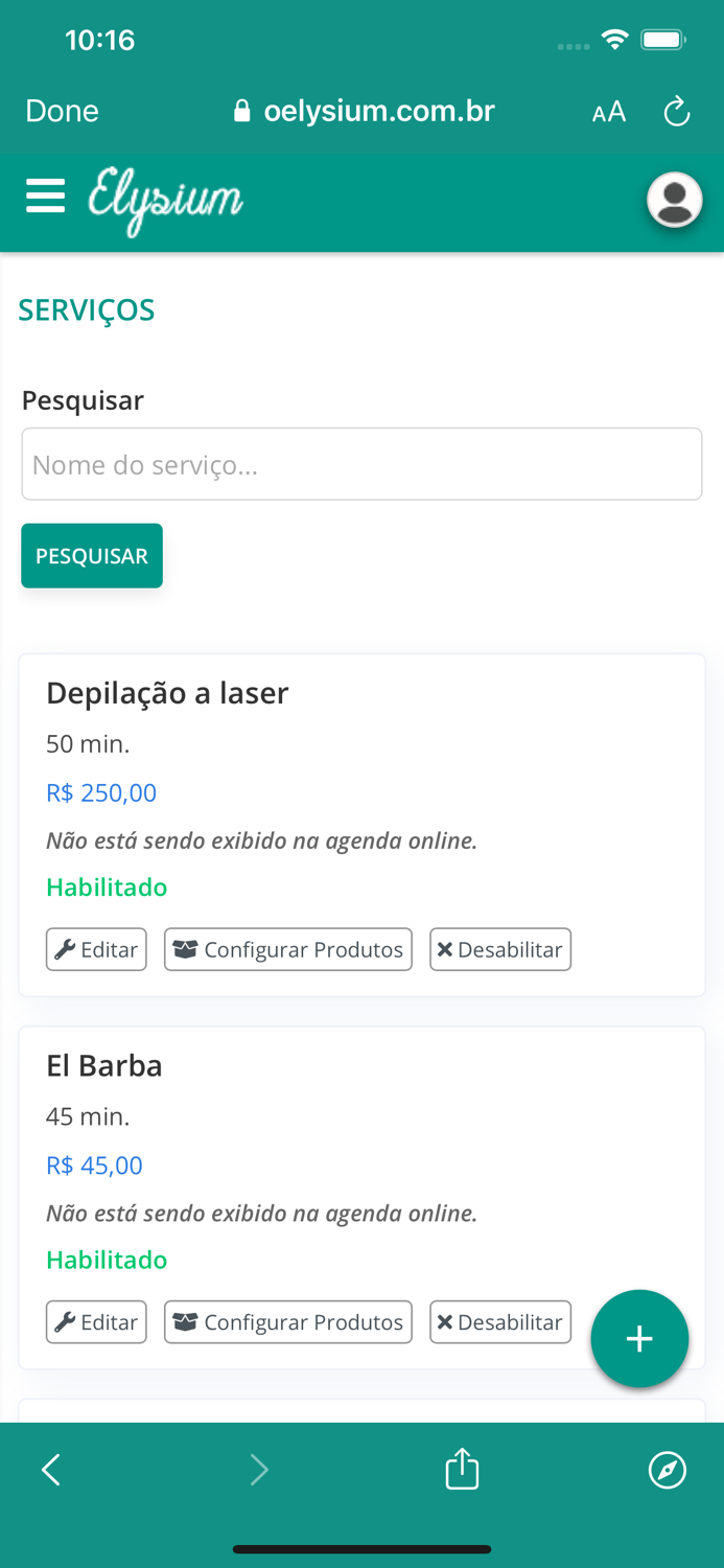 Elysium - Agendamento e Gestão