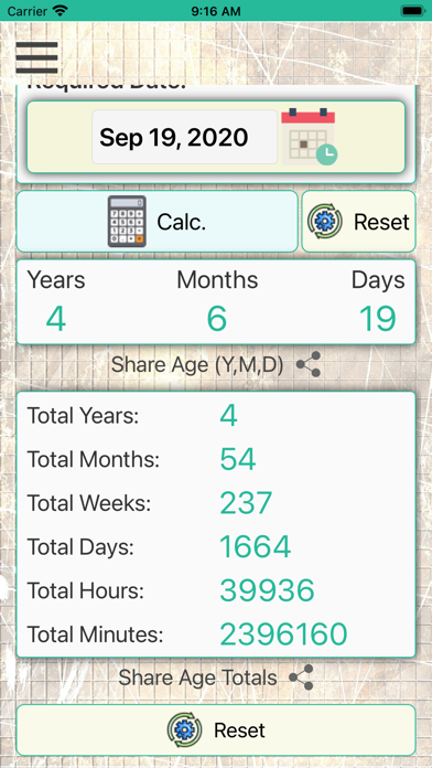 Age On Date Calculator App Screenshot