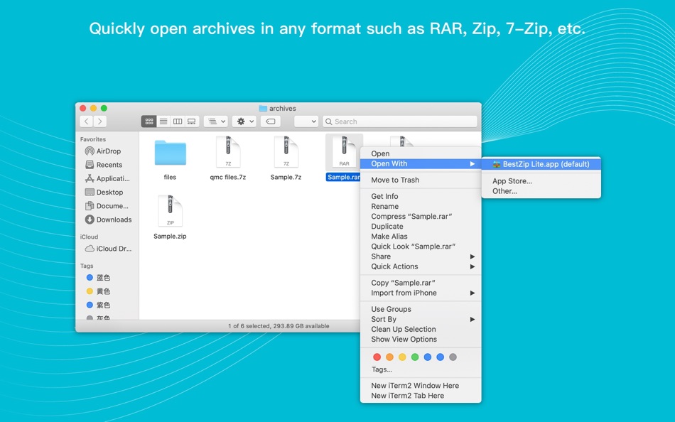 #1. BestZip Lite-Unzip RAR&7Z&ZIP (macOS) 由: ShaoBing Fu