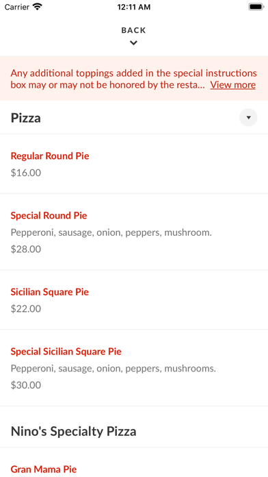 Ninos Pizza Screenshot