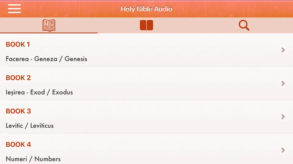 Captura de pantalla de Biblia Română Audio Cornilescu en iPhone 7