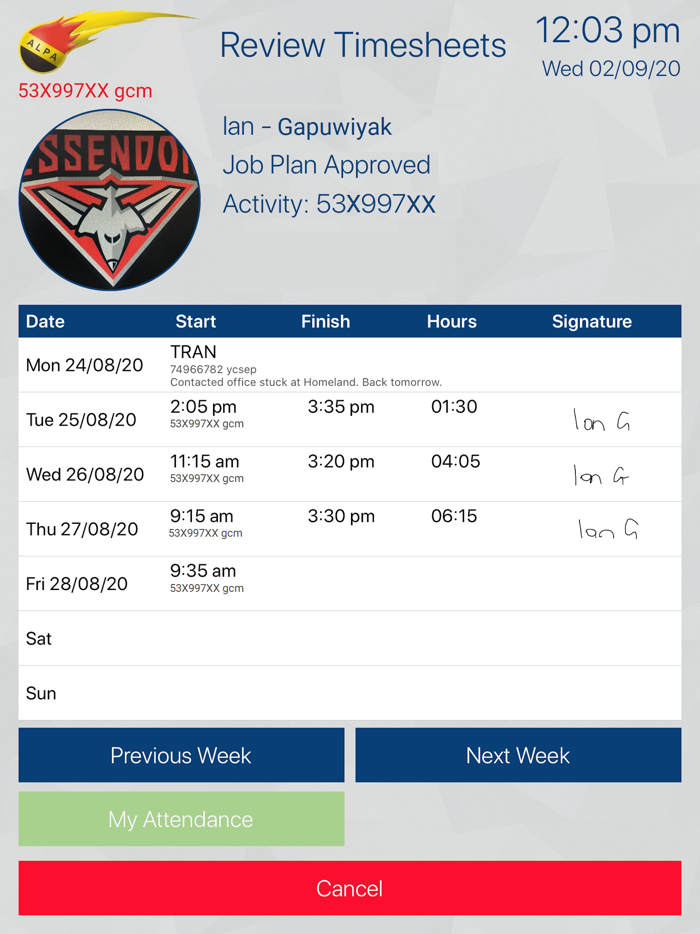 ALPA Remote Timesheets