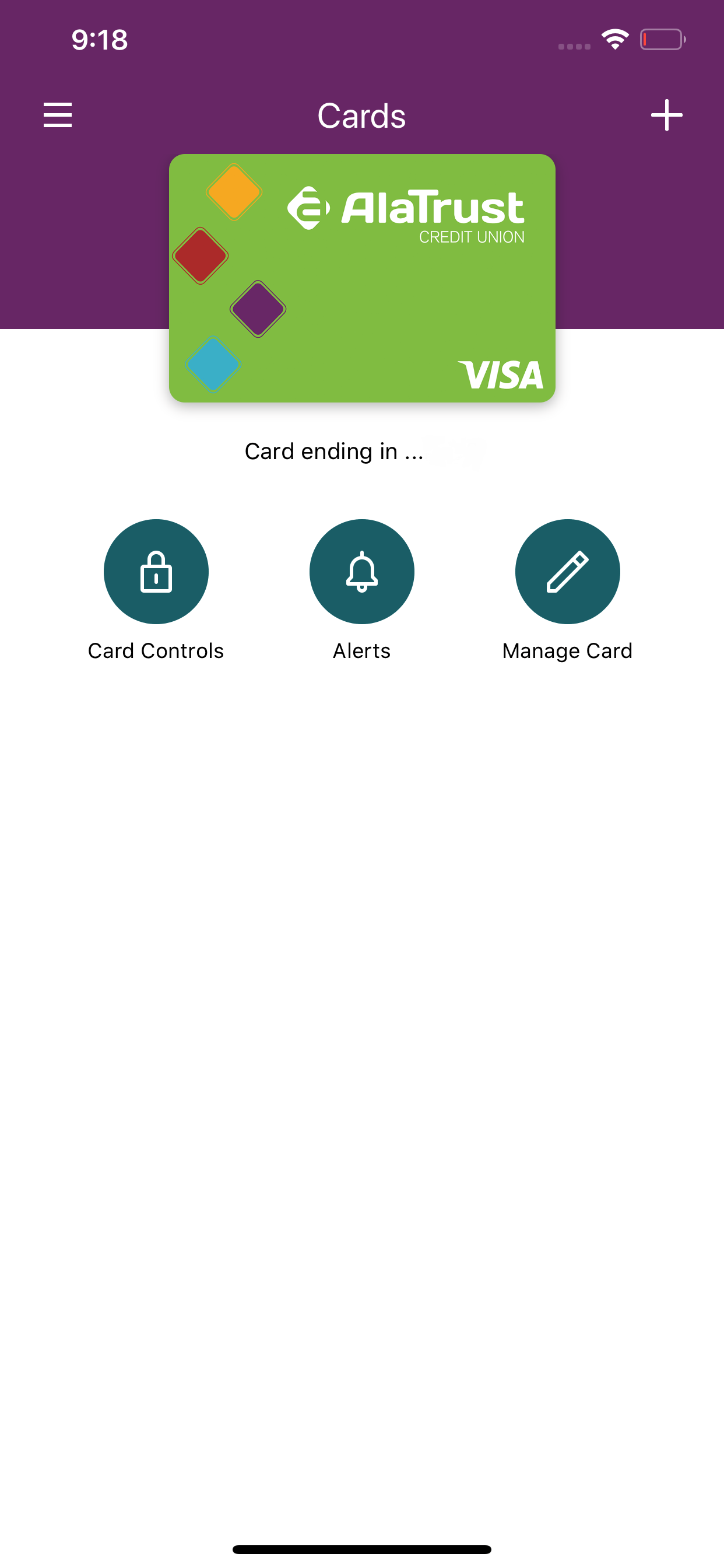 AlaTrust Card Controls