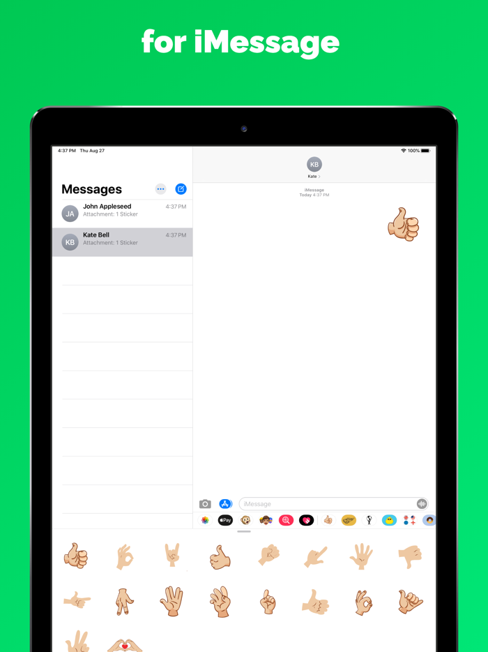 Hand emoji and top text stickers