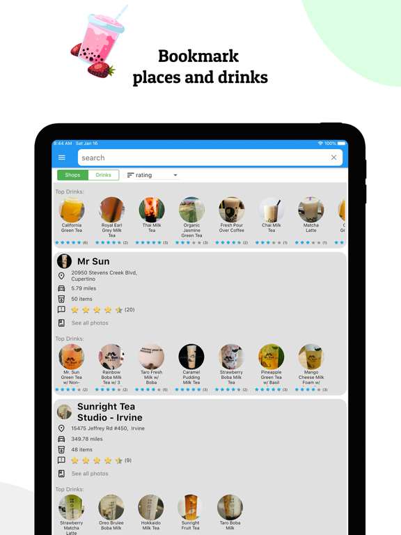 Bubble -- boba finder iPad screenshot 10 - Food & Drink app