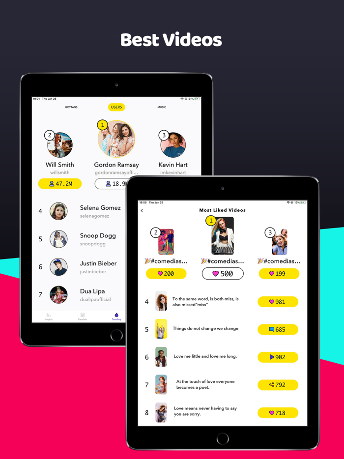 Tik Stats of Followers and Likes