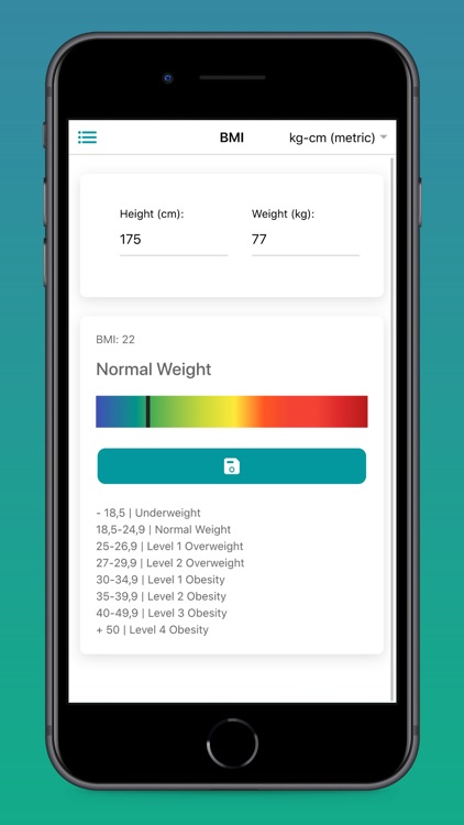 Calculator cm kg bmi 165 cm