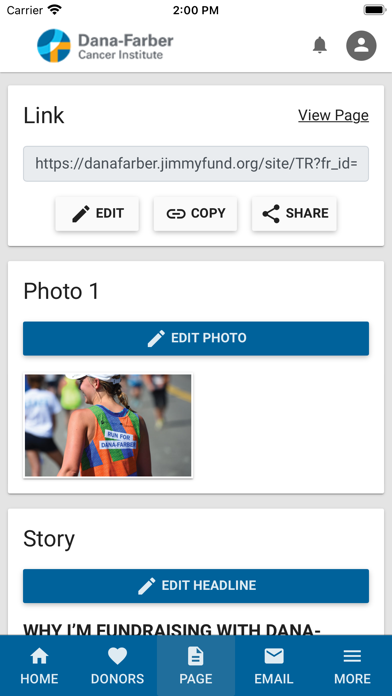 Dana-Farber Fundraising Screenshot