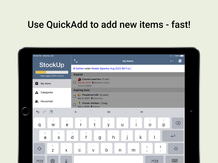 StockUp - food storage tracker