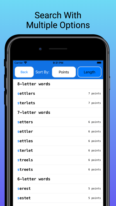 Word Cheats (for Scrabble) Screenshot