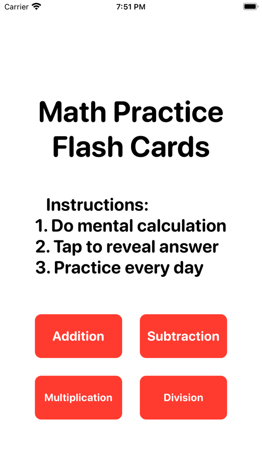 Math Practice Flash Cards - 1.2 - (iOS)