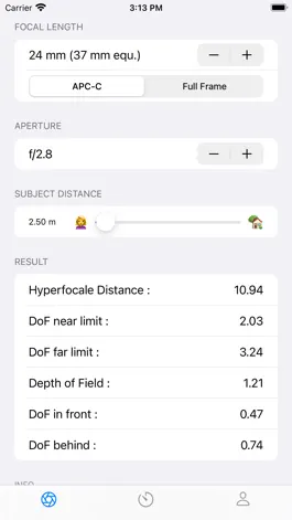 Game screenshot DOF Calculator for ILC Sony mod apk