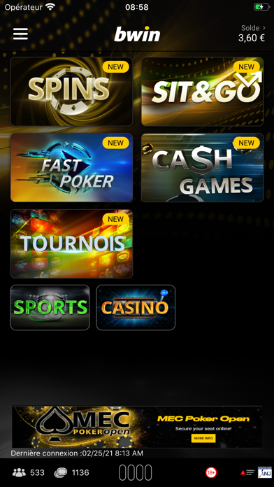 Screenshot #1 pour bwin: Jouer au Poker en Ligne