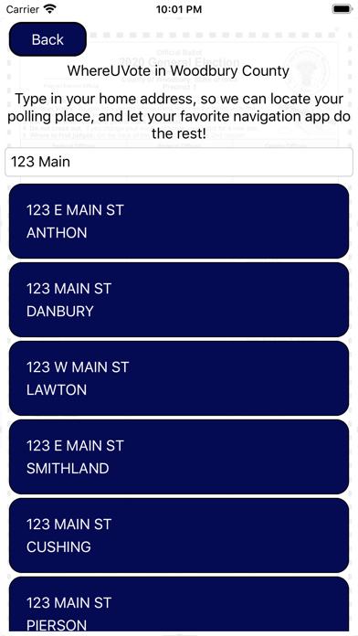 WhereUVote IA - Woodbury Screenshot