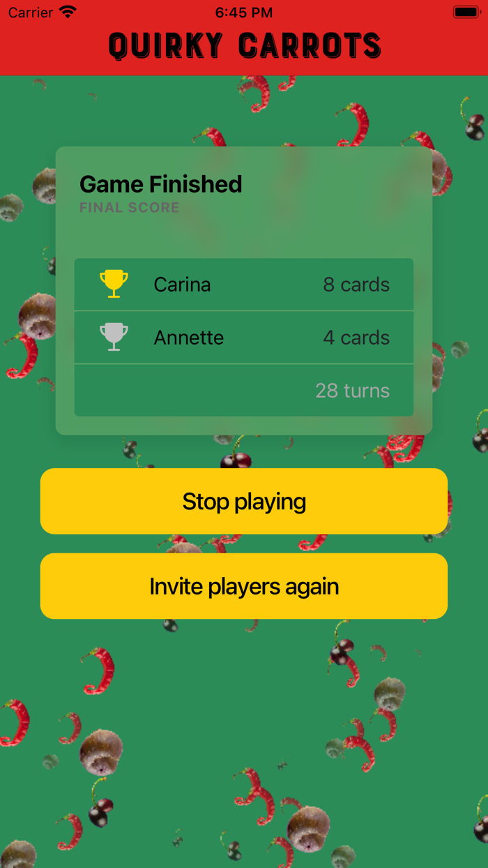 Quirky Carrots Memory Game