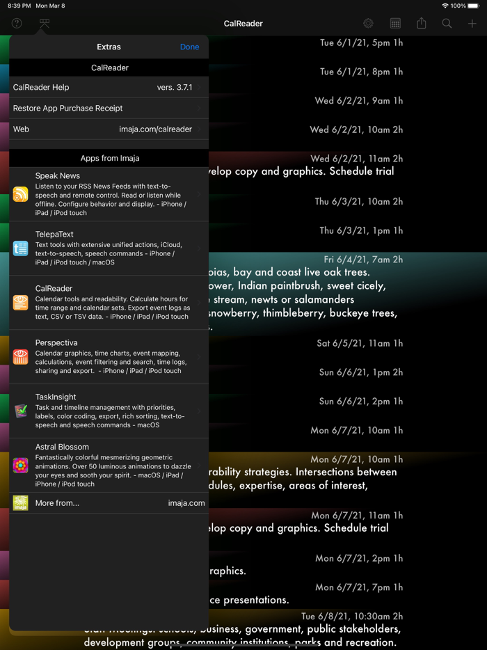 CalReader - Calender logs