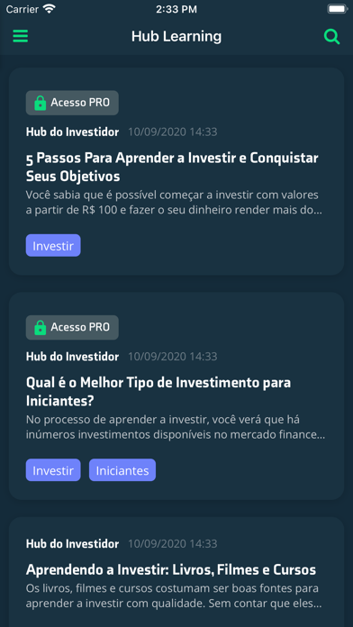 Hub do Investidor Screenshot