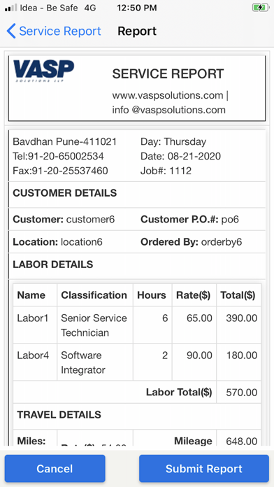 Service Report