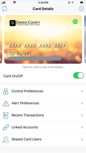DCTFCU Card Control screenshot 2