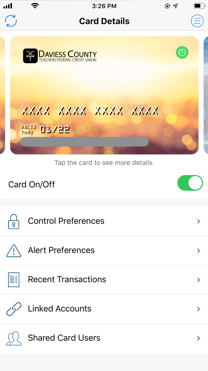 DCTFCU Card Control