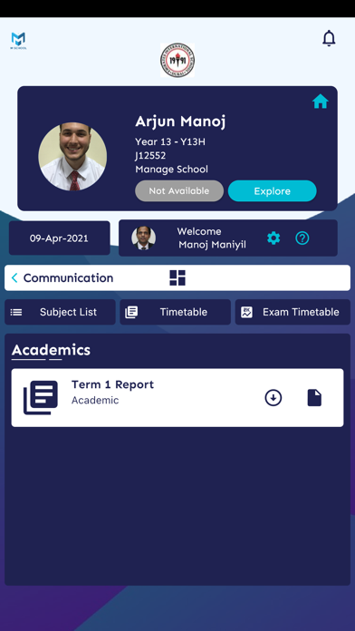 M School Parent Portal Screenshot