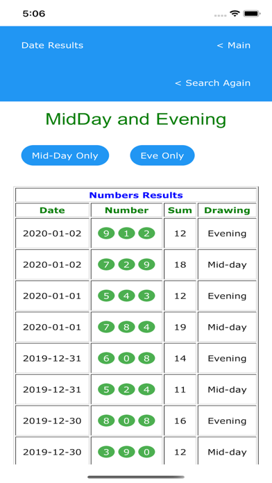 NYS Lottery Results Screenshot