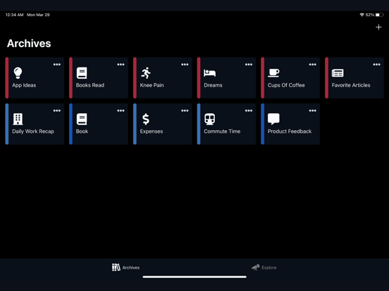Archives: Track Anything iPad screenshot 1 - Productivity app