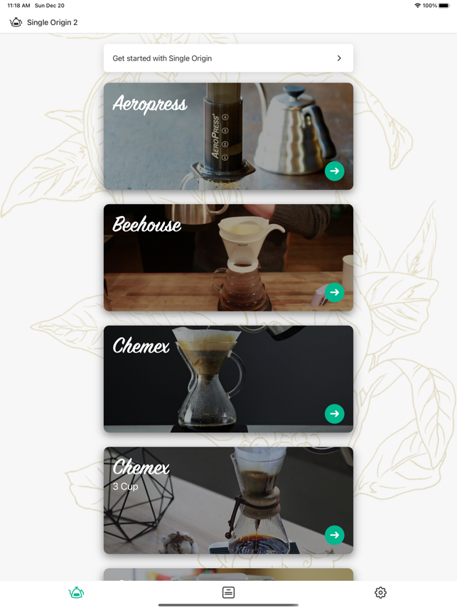 Singola origine - Screenshot del timer del caffè