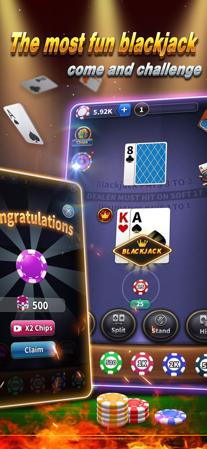 Blackjack 21 - card games.io