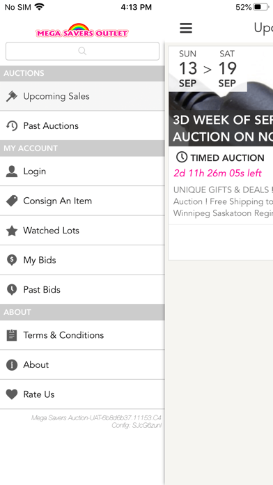Mega Savers Auction Screenshot