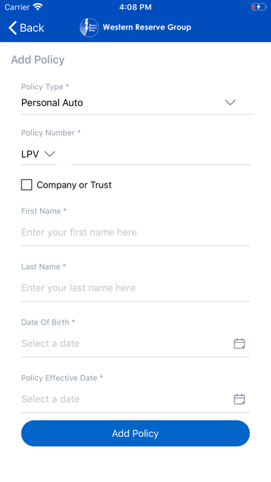 WRG Policyholder Screenshot