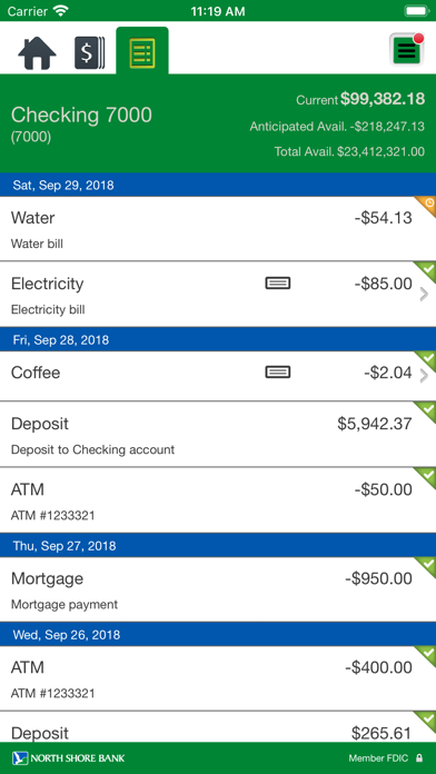 North Shore Bank Business Screenshot