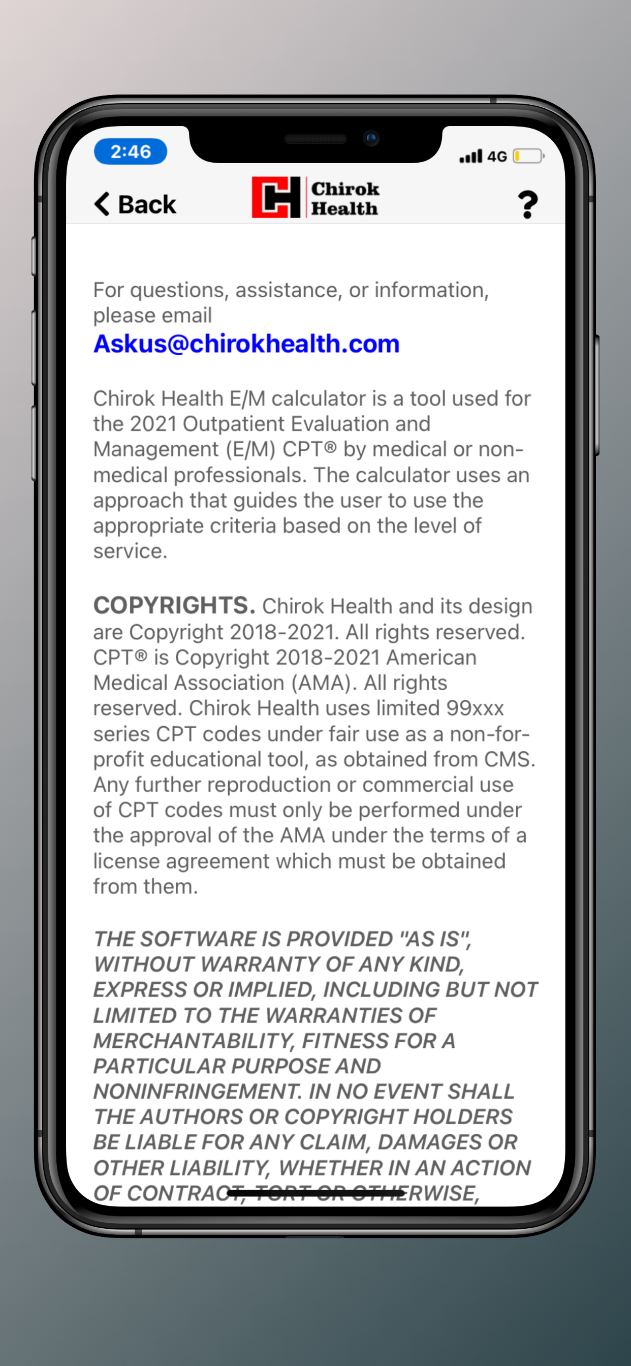 Chirok Health E/M Calculator