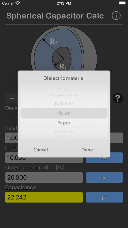 #2. Spherical Capacitor Calculator (iOS) 由: Nitrio