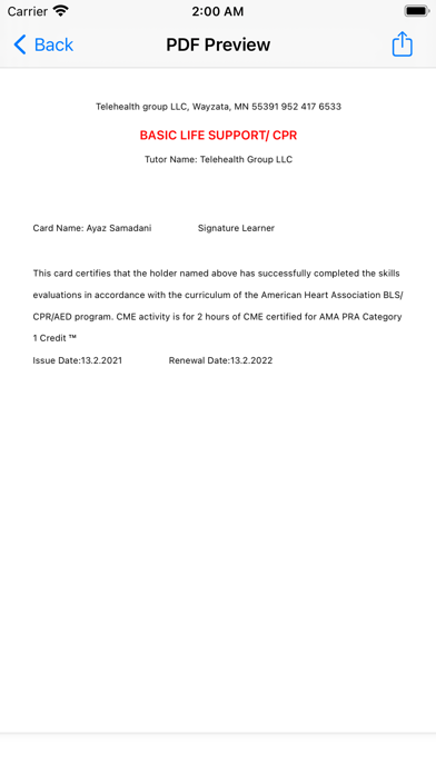 BLS Certification Screenshot