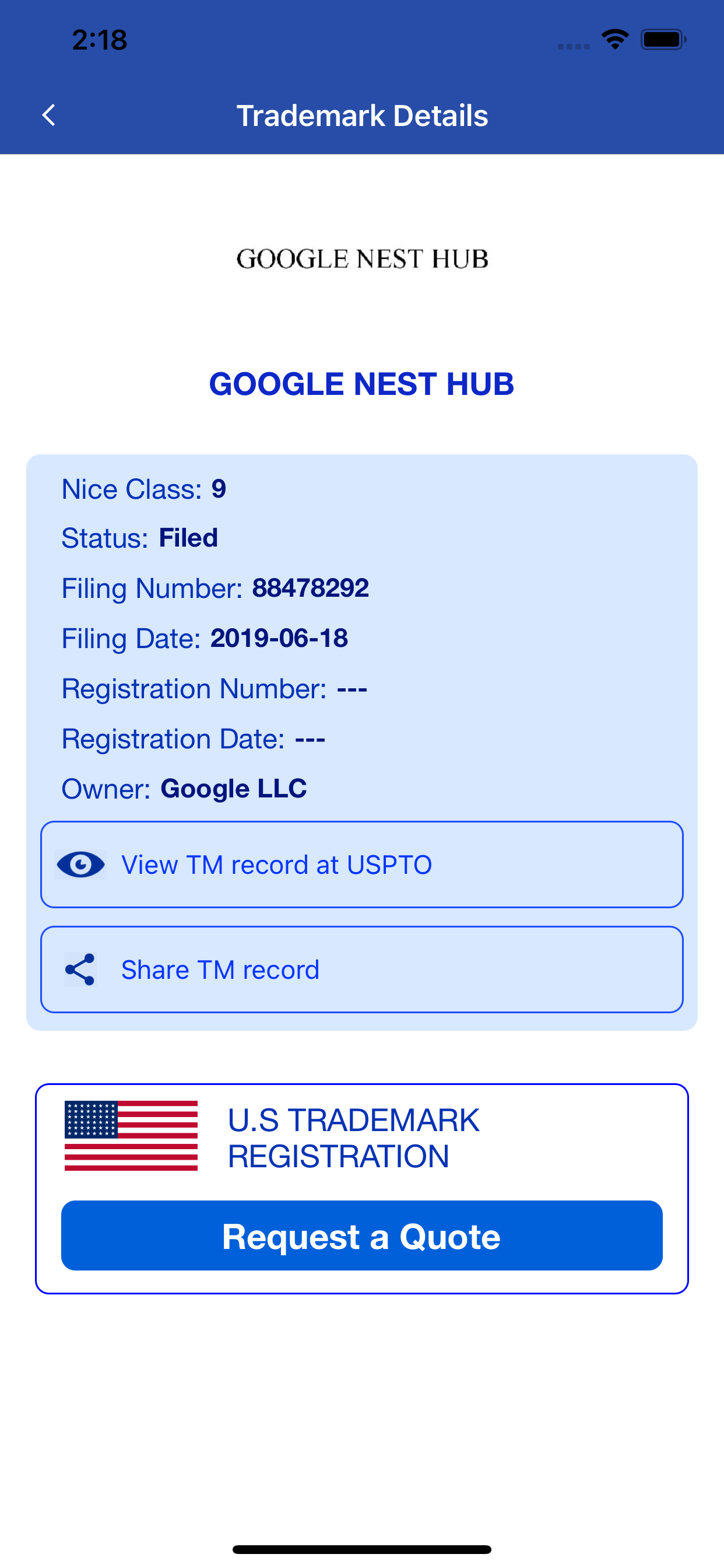 U.S. Trademark Search Tool